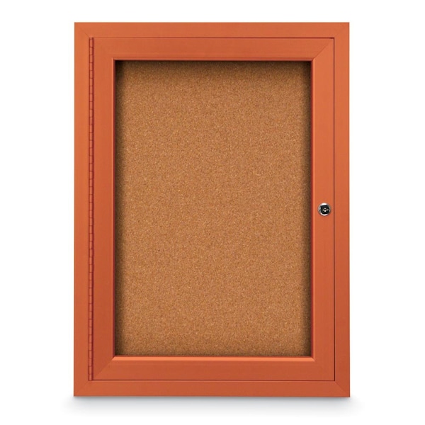 Slim Enclosed Corkboard, 11"x13-1/2", Black Alum Frame/Burgundy